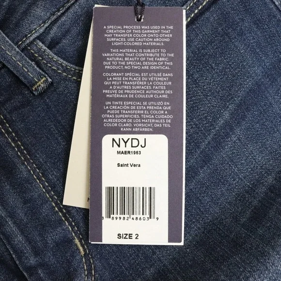 NWT NYDJ Ami Skinny Ankle Jeans 2 Dark Wash Blue Denim Released Hem Mid Rise - Picture 9 of 11